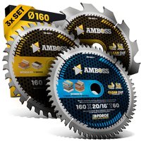 Amboss Ø160 Akku Hand- Kreissägeblatt Set passend für Bosch PKS18 Li, Bosch 18V-53, Mafell MS 55 KSP 55 F KSS 400 PSS 3100 SE MT 55 cc
