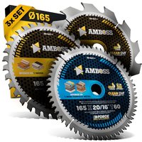 Amboss 3er-Set Ø165 x 20 Kreissägeblatt (Z12,Z36,Z60)