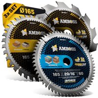 Amboss Ø165 Akku Hand- Kreissägeblatt Set passend für Bosch GKS 18v-57g, Bosch GKT 55 GCE, Makita SP6000