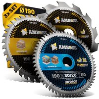 Amboss Ø190 Hand- Kreissägeblatt Set passend für Bosch GKS 190, Bosch PKS 66 A. Metabo KS66. Makita 5705R