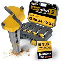 Forstnerbohrer Set 5‑tlg - Amboss Werkzeuge BOARDBLASTER Hartmetall Holzbohrer 15 / 20 / 25 / 30 / 35 mm
