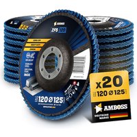 20x Amboss ZFS Fächerschleifscheibe Korn:120 Ø125mm