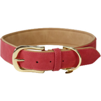 Kentucky Hunde Halsband vegan Leder - rot/beige, Größe M/L