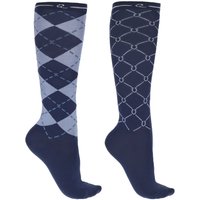 QHP Kniestrümpfe Classic (2er-Pack) - marine, Größe 35-38