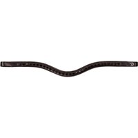 Dyon Stirnriemen in V-Form mit schwarzen Swarovskikristallen New English Collection - brown, Größe Warmblut