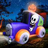 8 Ft Halloween Inflatable Monster Truck with Skull Skeleton Pumpkin and Spider Decorations