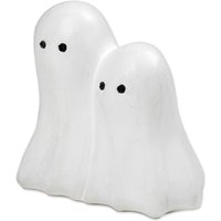 Handmade Twinning Ghosts Wood Sculpture – Hand-Painted Halloween Tabletop Decor