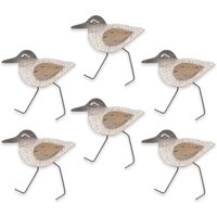 Handmade Sandpiper Solid Wood Coastal Wall Decor Set of 6 in Gray