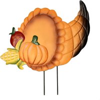 24-Inch Metal Cornucopia Garden Stake for Thanksgiving Fall Yard Decor