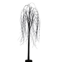 6 Ft Pre-Lit Halloween Black Willow Tree with 160 Orange and Purple LED Lights