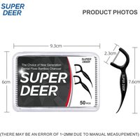 Super Deer Twin-line Dental Floss 500Pcs Bamboo Charcoal Toothpick with Thread for Deep Clean Between Teeth Oral Care