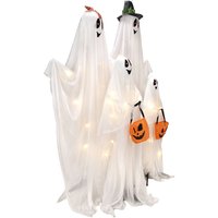 Lighted Ghost Family Halloween Decoration with Battery Powered LED Lights