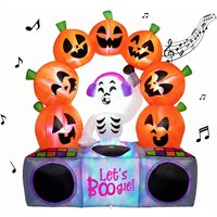 Halloween Inflatable Outdoor Decoration with Skeletons Pumpkins LED Lights and Music