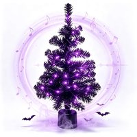 Black Rotating Halloween Tabletop Tree with Purple LED Lights and Music