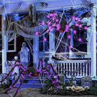 Lighted Halloween Giant Spider with Purple LED Lights