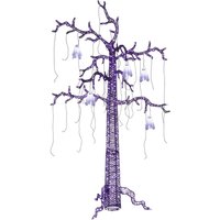Lighted Black Halloween Tree with Ghost and Purple LED Lights