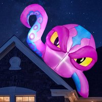 Halloween Inflatable Octopus with LED Lights in Purple