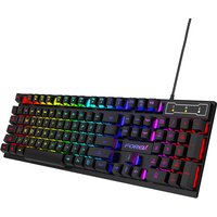 USB Wired Gaming Keyboard with Multicolor Backlight and 104-Key Mechanical Feel