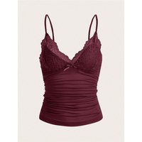 Women's Lace Trim Crop Cami Top with Bow Front and Ruched Backless Y2K Design