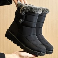 Women's Waterproof Winter Ankle Boots with Plush Lining and Low Wedge Heels