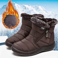 Women's Waterproof Winter Snow Boots with Warm Flannel Lining and Side Zipper
