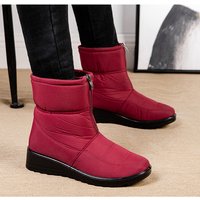 Women's Waterproof Winter Snow Boots with Plush Lining and Front Zipper