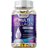 Hydrolyzed Multi-Collagen Complex Capsules, Natural Energy Supplement for Anti-Aging, Skin, Joint, Hair Bone Health