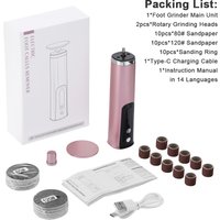 USB Rechargeable Wireless Foot Grinder, Heel File Grinding Exfoliator, Pedicure Salon Tools for Feet Care