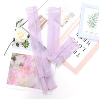 Elegant UV Protection Arm Sleeves Fingerless Lace Gloves for Women