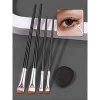 Ultra-thin Eyeliner and Eyebrow Brush Set, Makeup Detailing Brushes for Beginners, Mini Concealer Finger Powder Puff