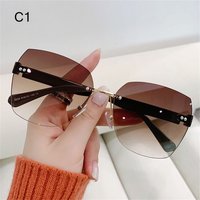 New Vintage Ladies Eyeglasses, Summer Women Shades, Gradient Rimless Sunglasses, Frameless Sun Glasses for Stylish Women