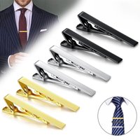 Elegant Metal Necktie Tie Clips for Men, Black, Silver, Gold, Wedding Party Gift, Copper Bar Pinch Clasp