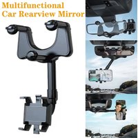 Rotatable and Retractable Rearview Mirror Car Phone Holder with Universal Clip