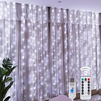 LED Christmas Curtain String Lights with 8 Lighting Modes and USB Power