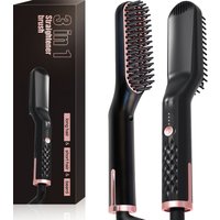 Negative Ion Beard Straightener Heated Hair Straightening Brush for Men Fast Heat Hot Comb