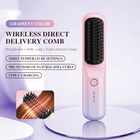 Cordless Hair Straightener Brush Portable Ionic Hot Comb for Travel & Quick Styling