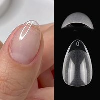 Super Short Almond Full Cover Sculpted Soft Gel Nail Tips, Capsule Americaine Gel X, Press On Artificial Fake Nails