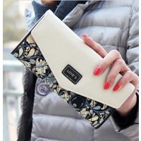 Womens Purple Leather Cosmetic Bag and Zipper Wallet