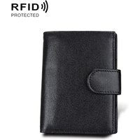 Mens Genuine Leather RFID Blocking Wallet with Card Slots Black