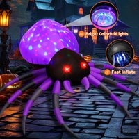 5 FT Halloween Inflatable Spider with LED Lights for Outdoor Yard Decorations