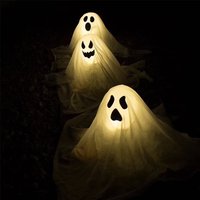 Light Up Ghost Yard Stakes 3 Pack Battery Powered Halloween Outdoor Decorations