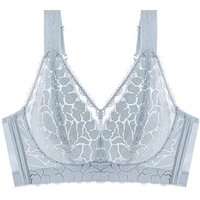 Womens Plus Size Wireless Full Coverage Bra with Lace and Adjustable Straps
