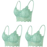 Three Pack Womens Wireless Lace Bralette Set with Padded Cups and Seamless Design