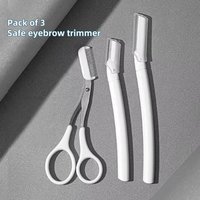 3-Piece Stainless Steel Eyebrow Razor Set Portable Eyebrow Trimmer and Safety Eyebrow Shaper Tool for Women