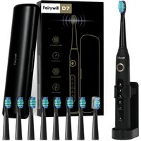 Fairywill FW507 Sonic Electric Toothbrush 8 Brush Heads USB Charger Travel Case