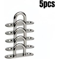5/10-Pack Stainless Steel M5 Pad Eye Plate U-Hooks – Heavy-Duty Ceiling & Wall Anchor Loops