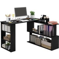 L Shaped Corner Computer Desk with 360° Rotating Design and Storage Shelves