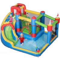 6-in-1 Inflatable Water Slide with Splash Pool and Bounce House for Kids