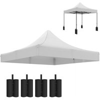 10x10 Replacement Canopy Top with Sun Protection and 4 Sandbags White