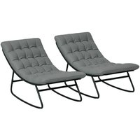 Outdoor Patio Rocking Chairs Set of 2 with Deep Mesh Seats Dark Gray